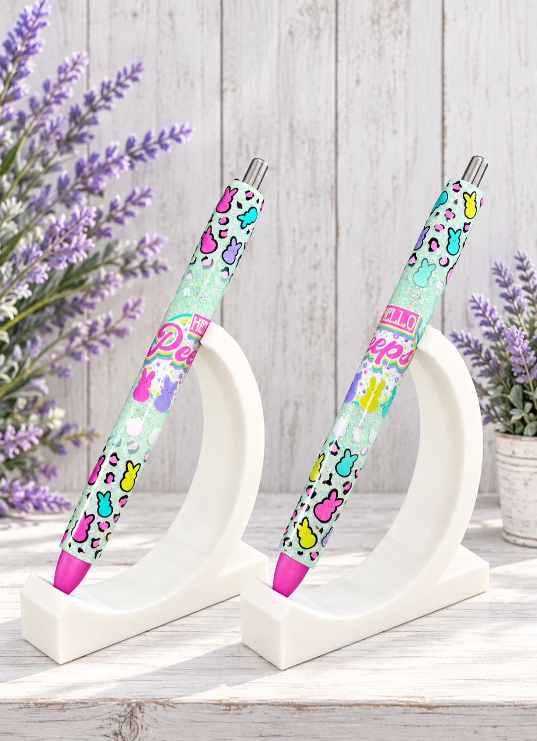 Handmade Peeps Easter glitter pen with free refill