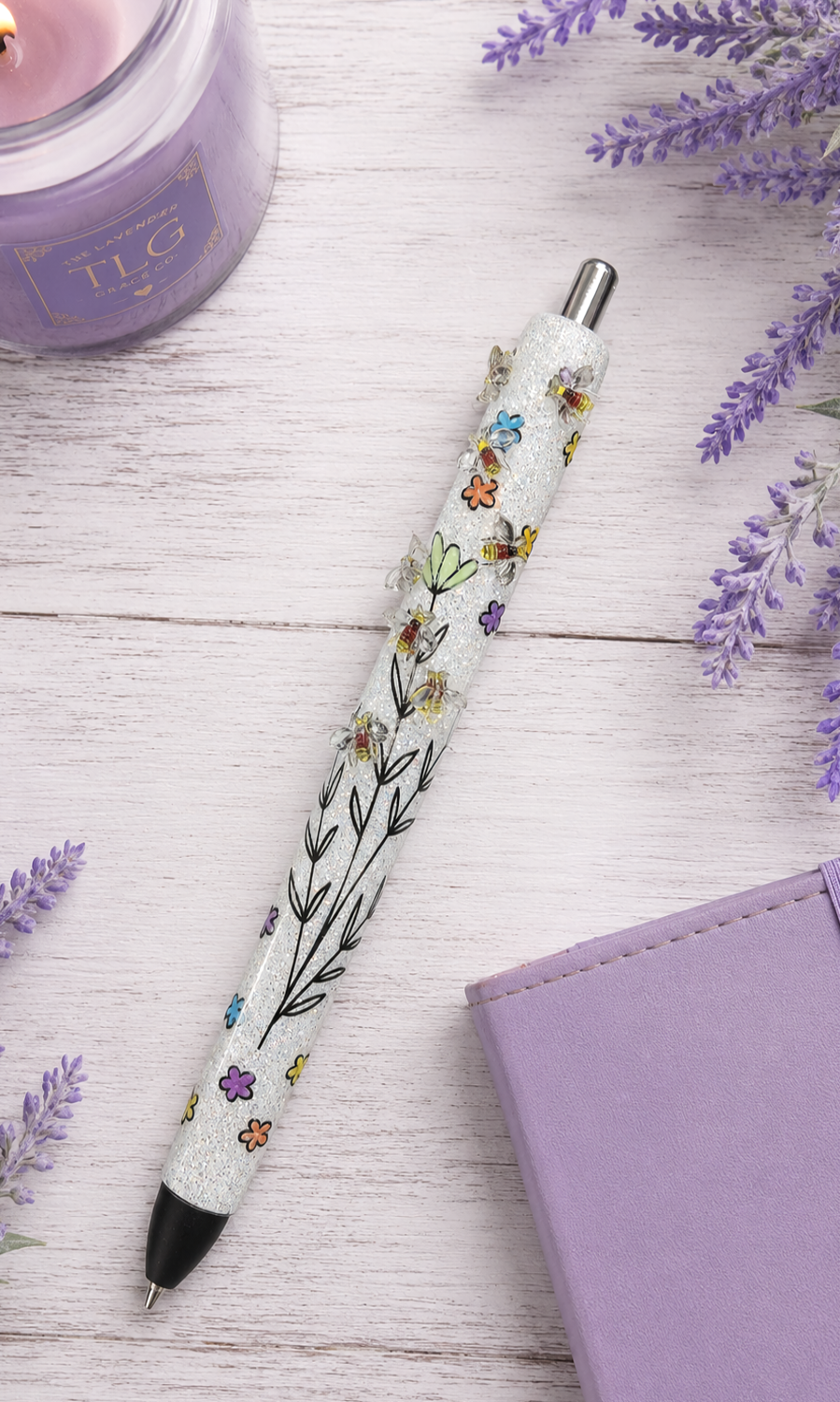 Handmade Mini Bumblebees glitter pen with free refill