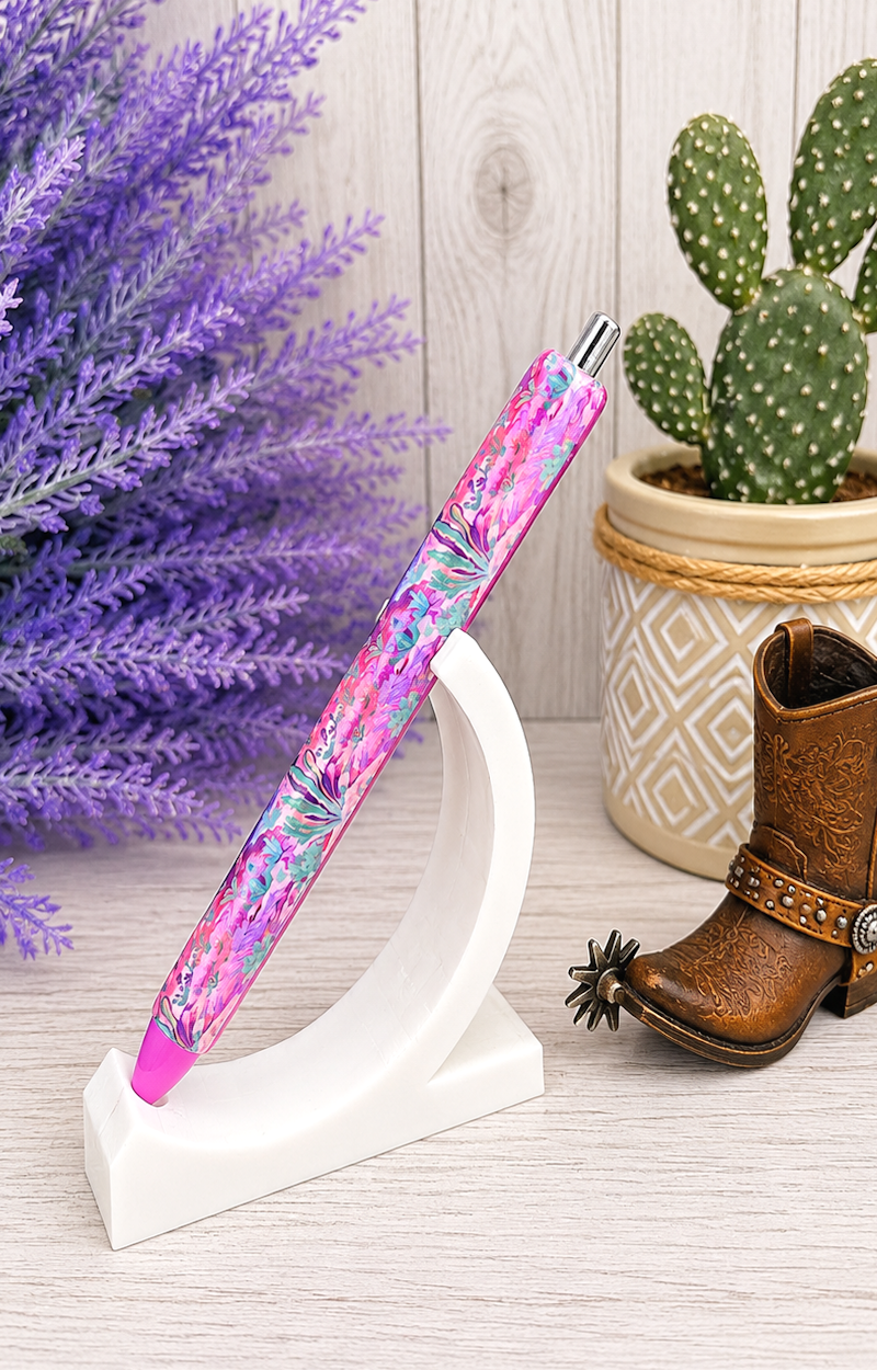 Handmade Vibrant Desert Scene glitter pen with free refill