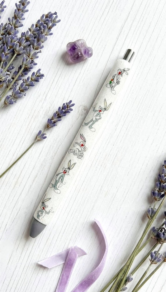 Handmade Bugs Bunny glitter pen with free refill
