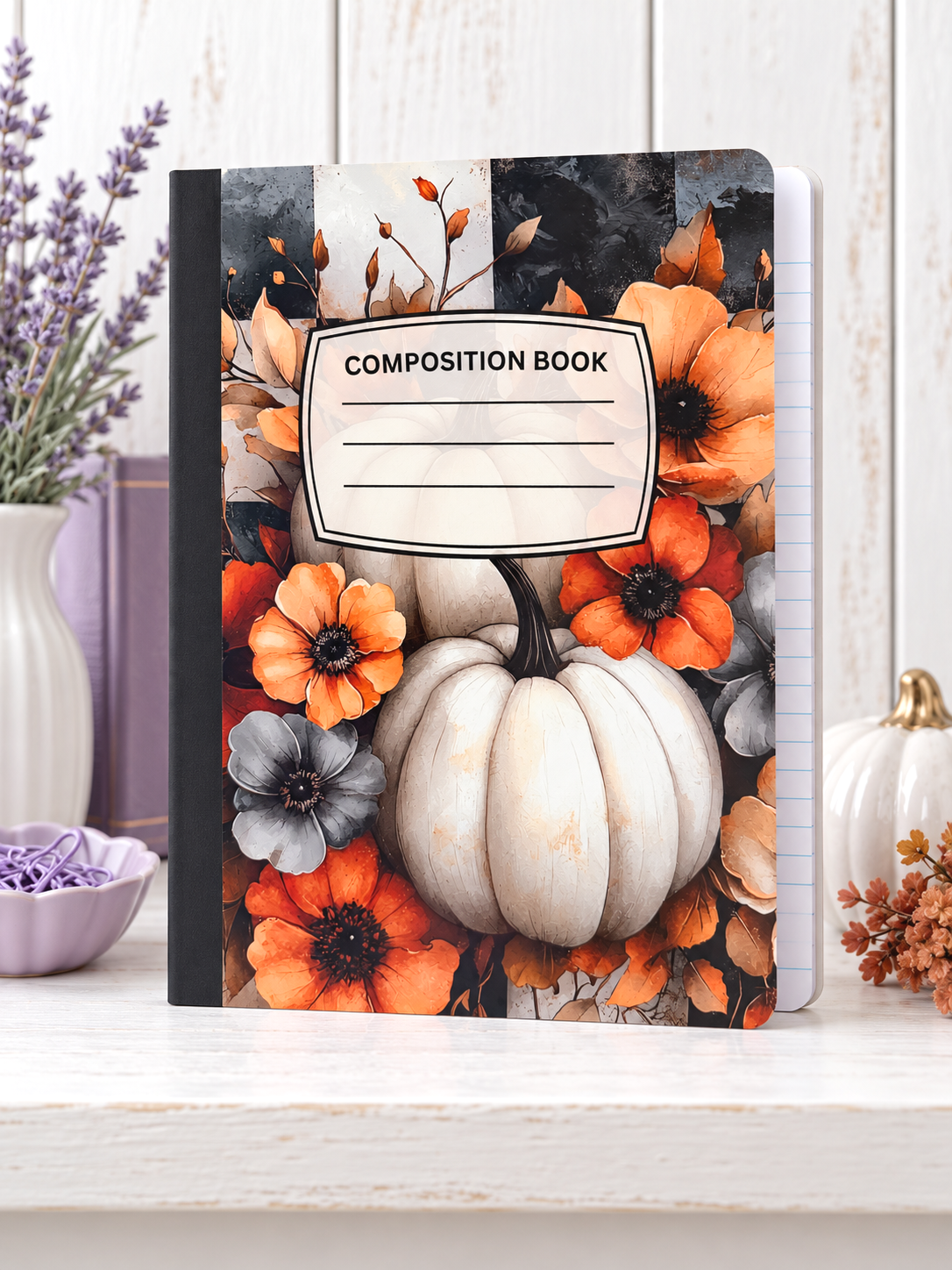 Decorative Vinyl Covered Composition Notebook Pumpkins