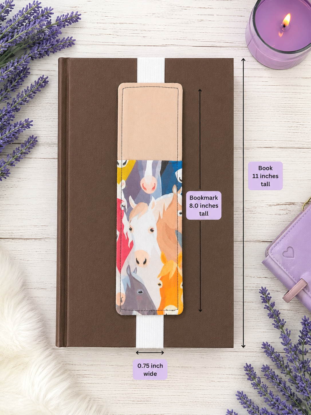 Handsewn Horse Fabric Bookmark with Accessory Pocket