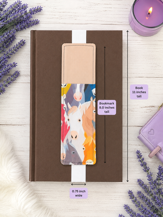 Handsewn Horse Fabric Bookmark with Accessory Pocket