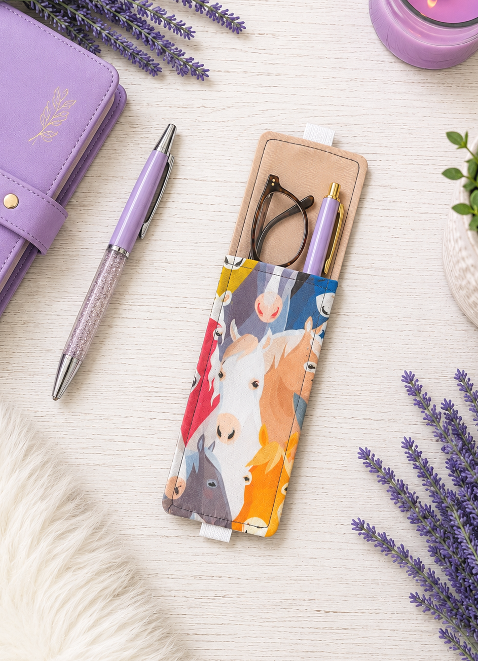 Handsewn Horse Fabric Bookmark with Accessory Pocket