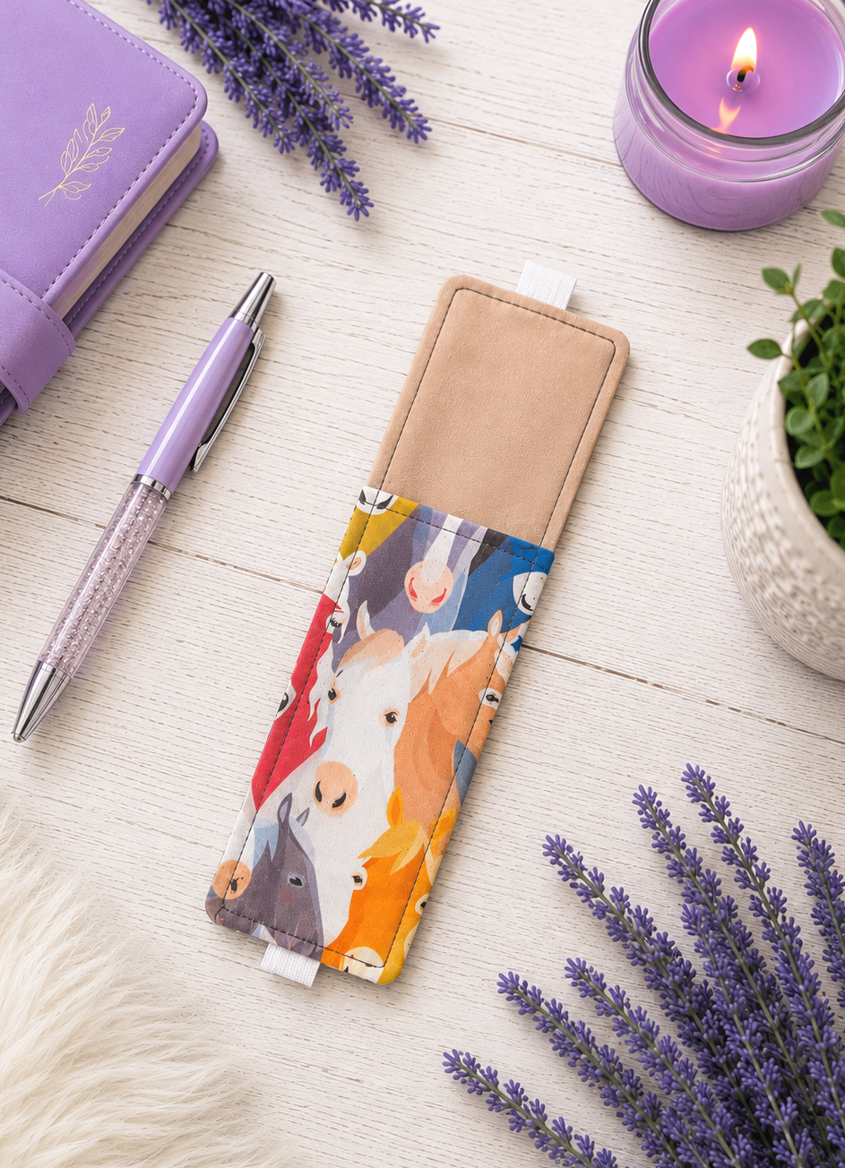 Handsewn Horse Fabric Bookmark with Accessory Pocket