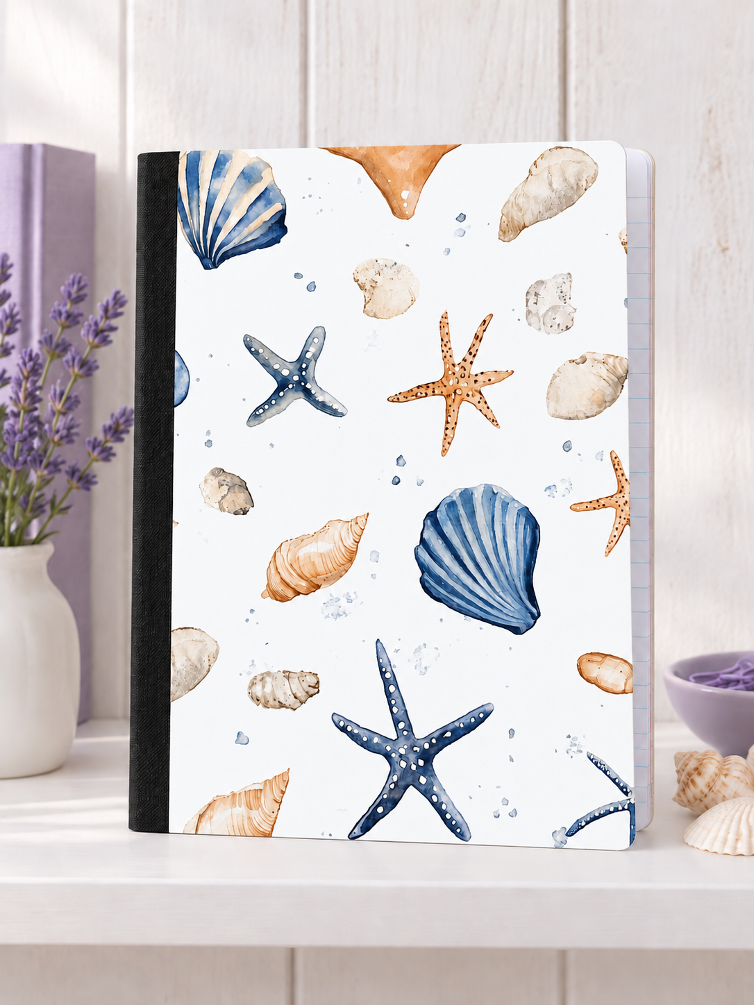 Decorative Vinyl Covered Composition Notebook Seashells