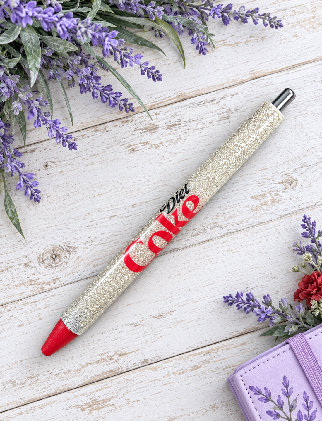 Handmade Diet Coke glitter pen with free refill