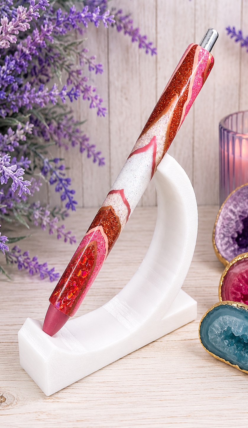 Handmade Reds Geode design glitter pen with free refill