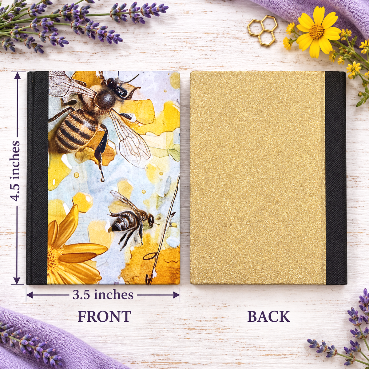 Decorative Vinyl Covered MINIATURE Composition Notebook Honey Bees