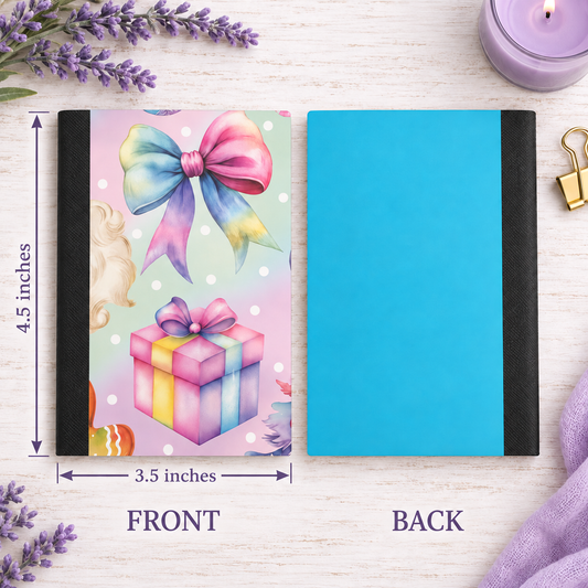 Decorative Vinyl Covered MINIATURE Composition Notebook Pastel Christmas