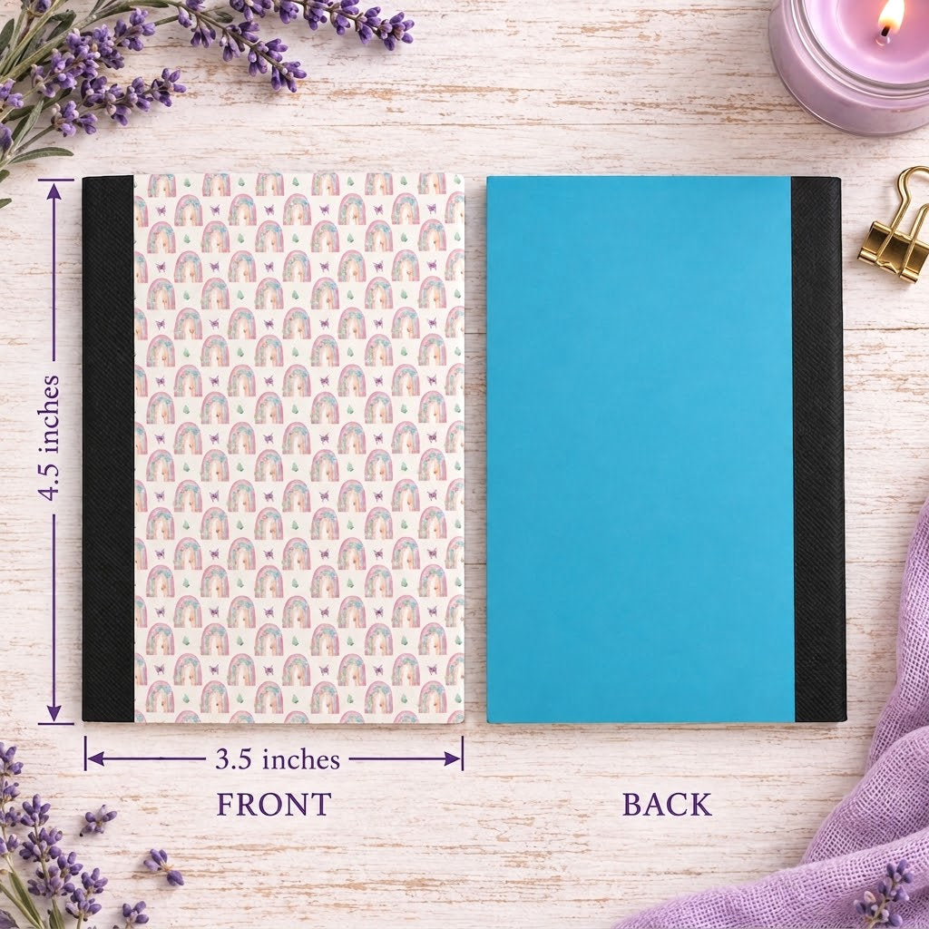 Decorative Vinyl Covered MINIATURE Composition Notebook BoHo Rainbows 2