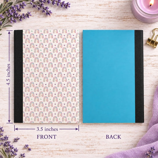 Decorative Vinyl Covered MINIATURE Composition Notebook BoHo Rainbows 2
