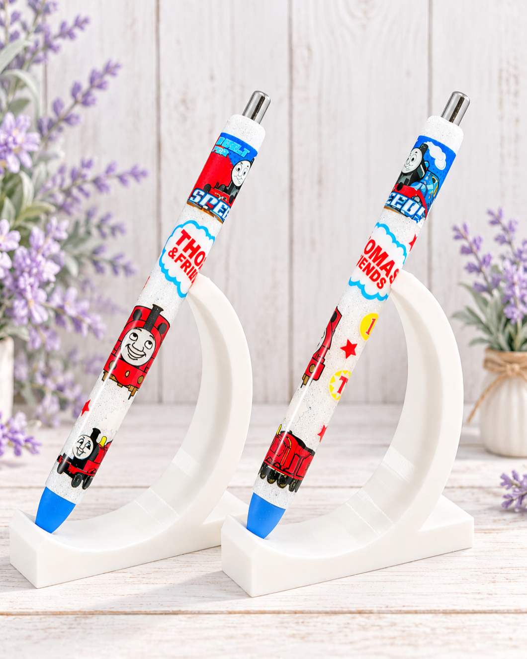 Handmade Thomas the Train glitter pen with free refill