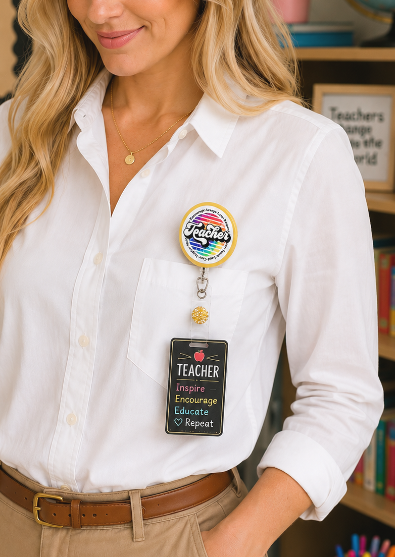 Handmade Teacher Badge Reel