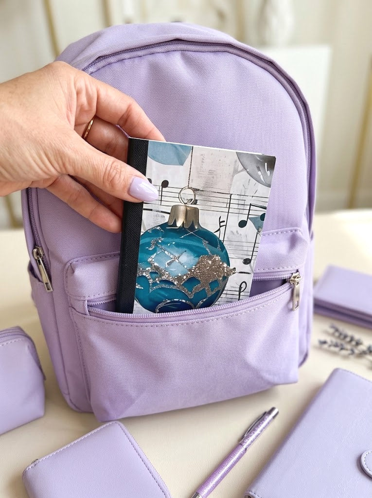 Decorative Vinyl Covered MINIATURE Composition Notebook Ornaments and Music