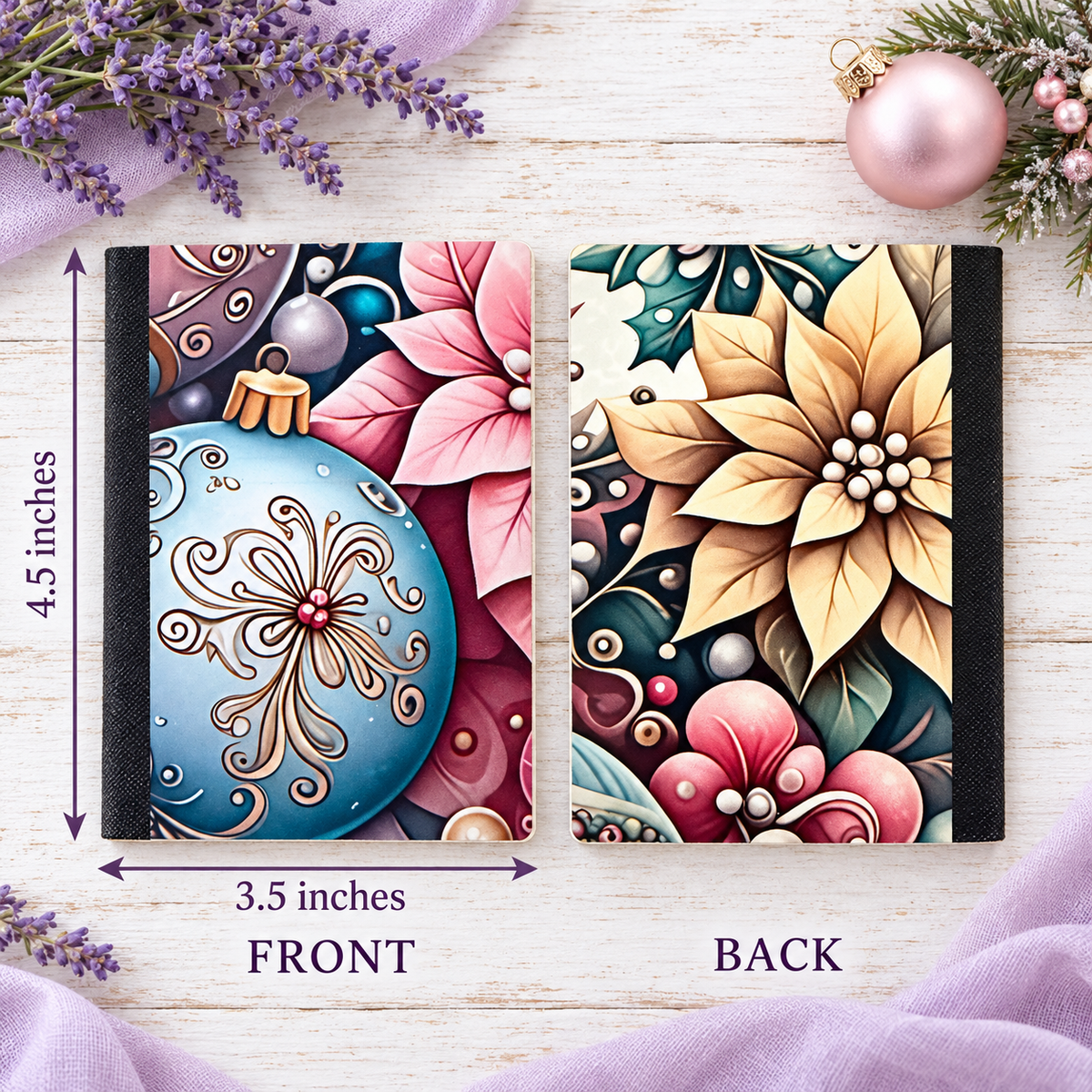 Decorative Vinyl Covered MINIATURE Composition Notebook Ornaments and Floral