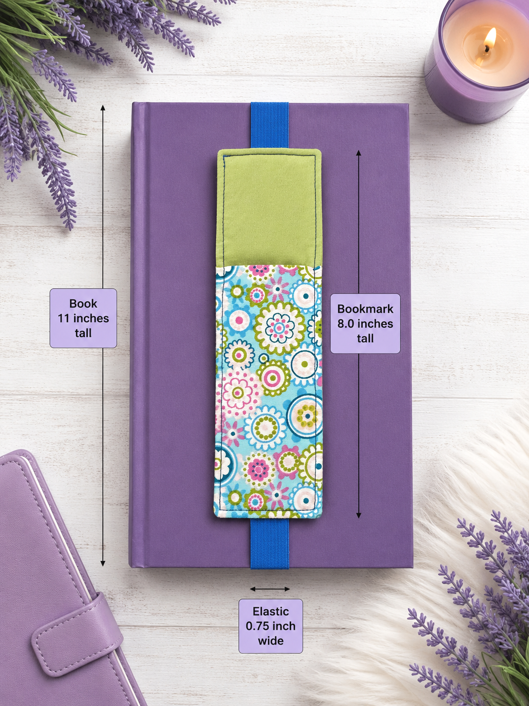 Handsewn Retro Flowers Fabric Bookmark with Accessory Pocket