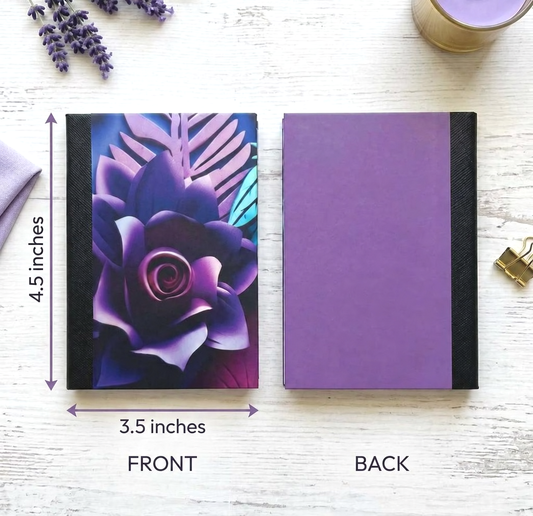 Decorative Vinyl Covered MINIATURE Composition Notebook Purple Rose