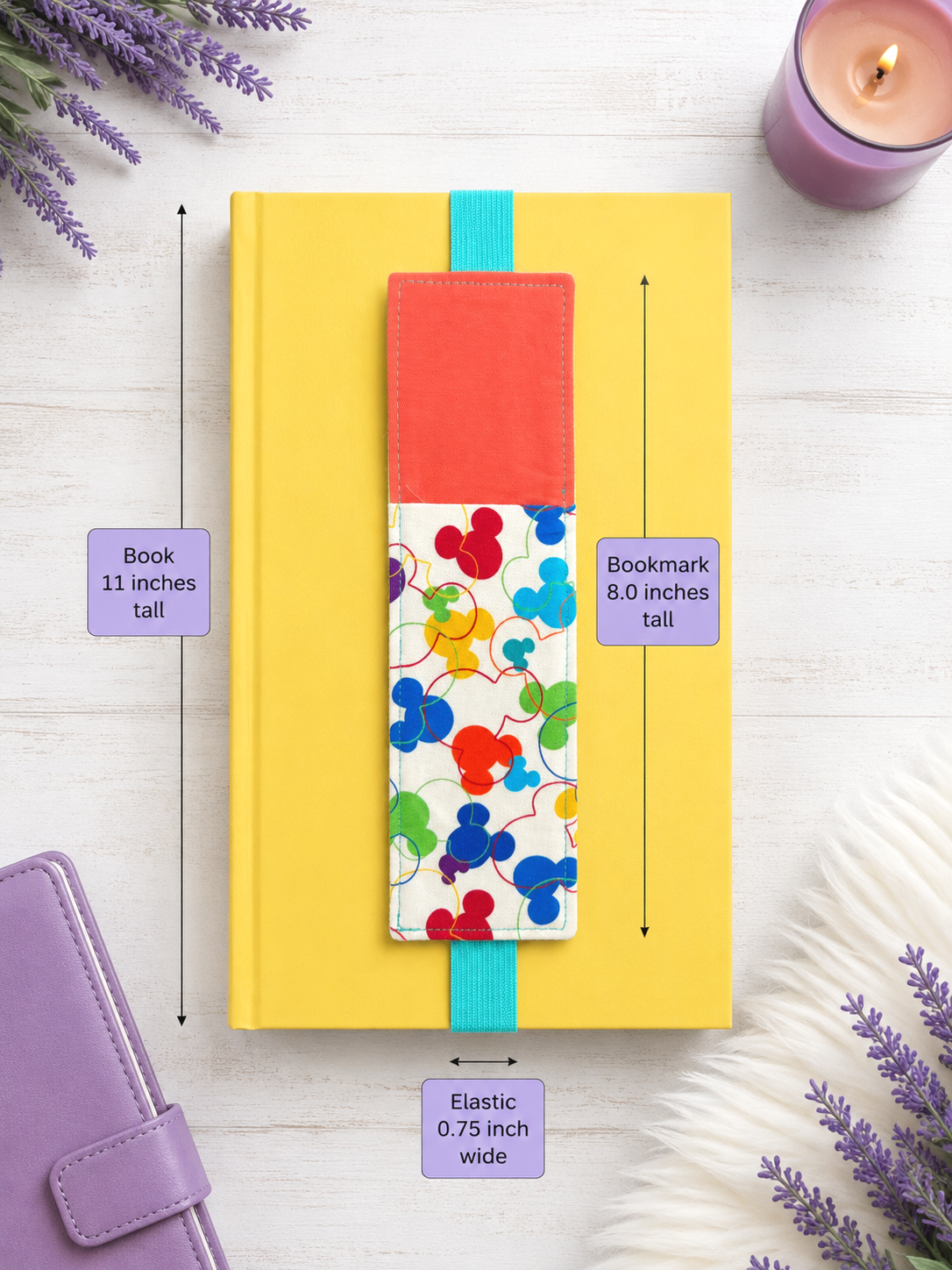 Handsewn Mickey Fabric  Bookmark with Accessory Pocket 2