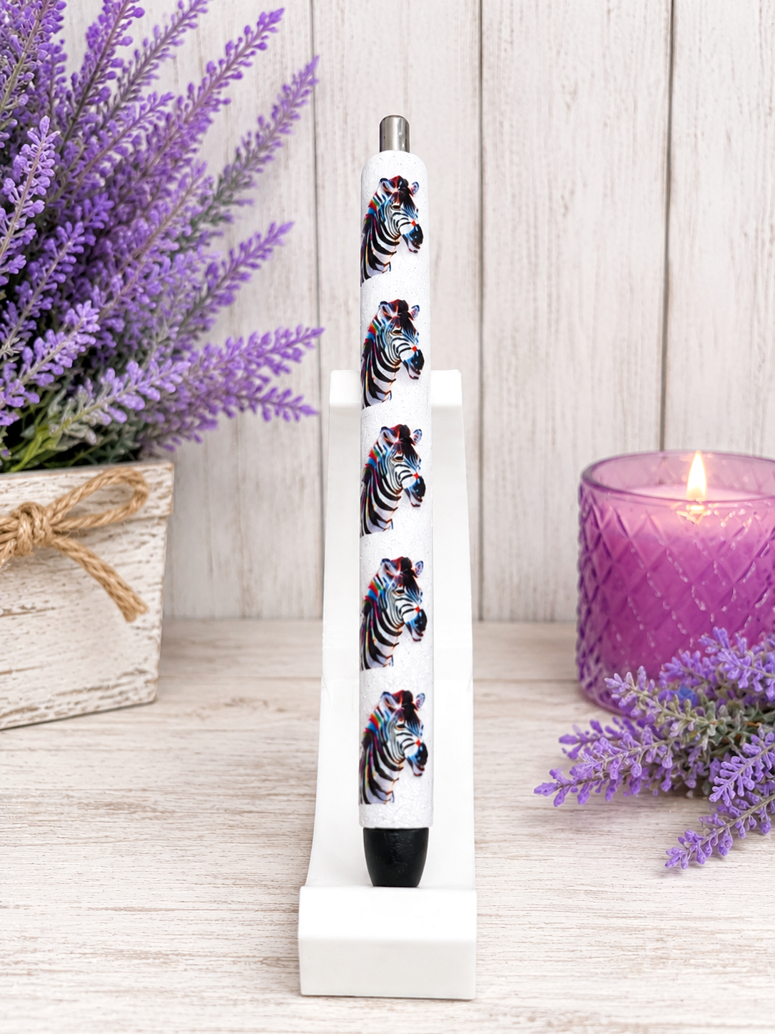 Handmade Zebras glitter pen with free refill