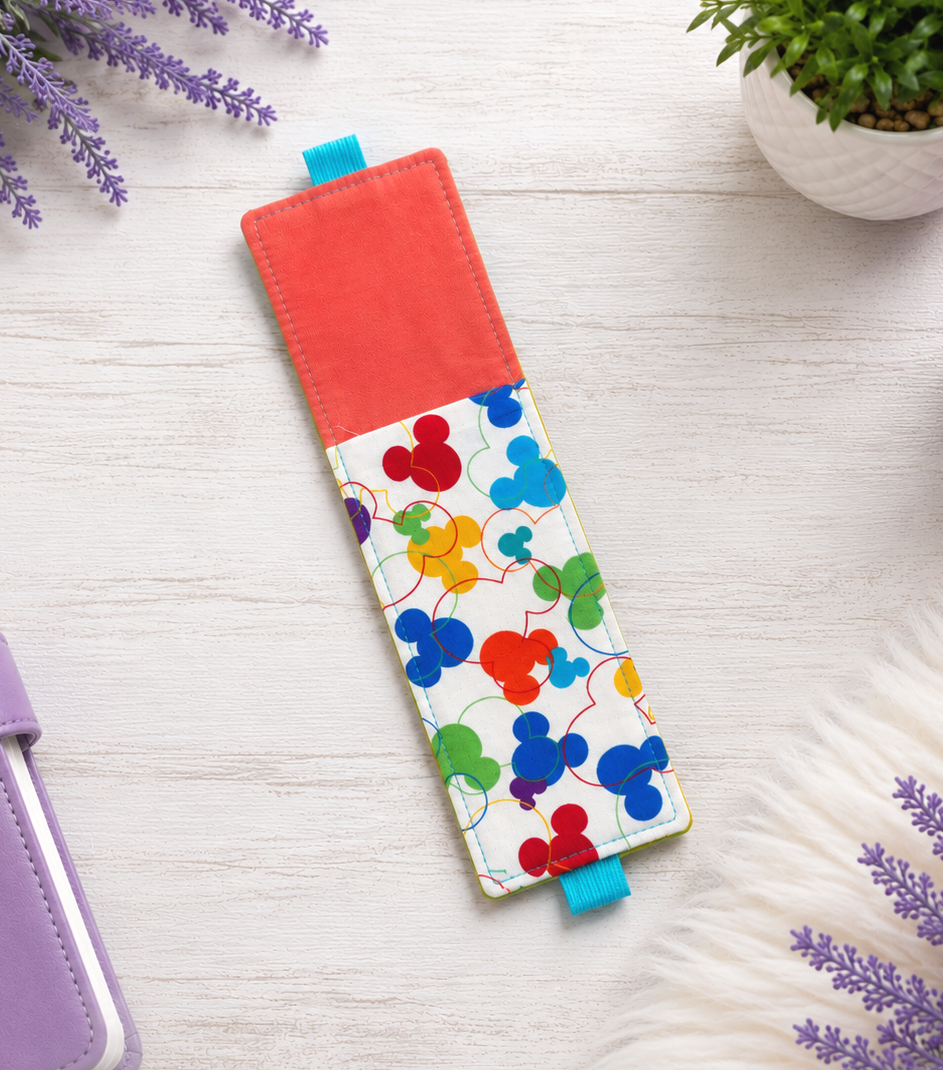 Handsewn Mickey Fabric  Bookmark with Accessory Pocket 2