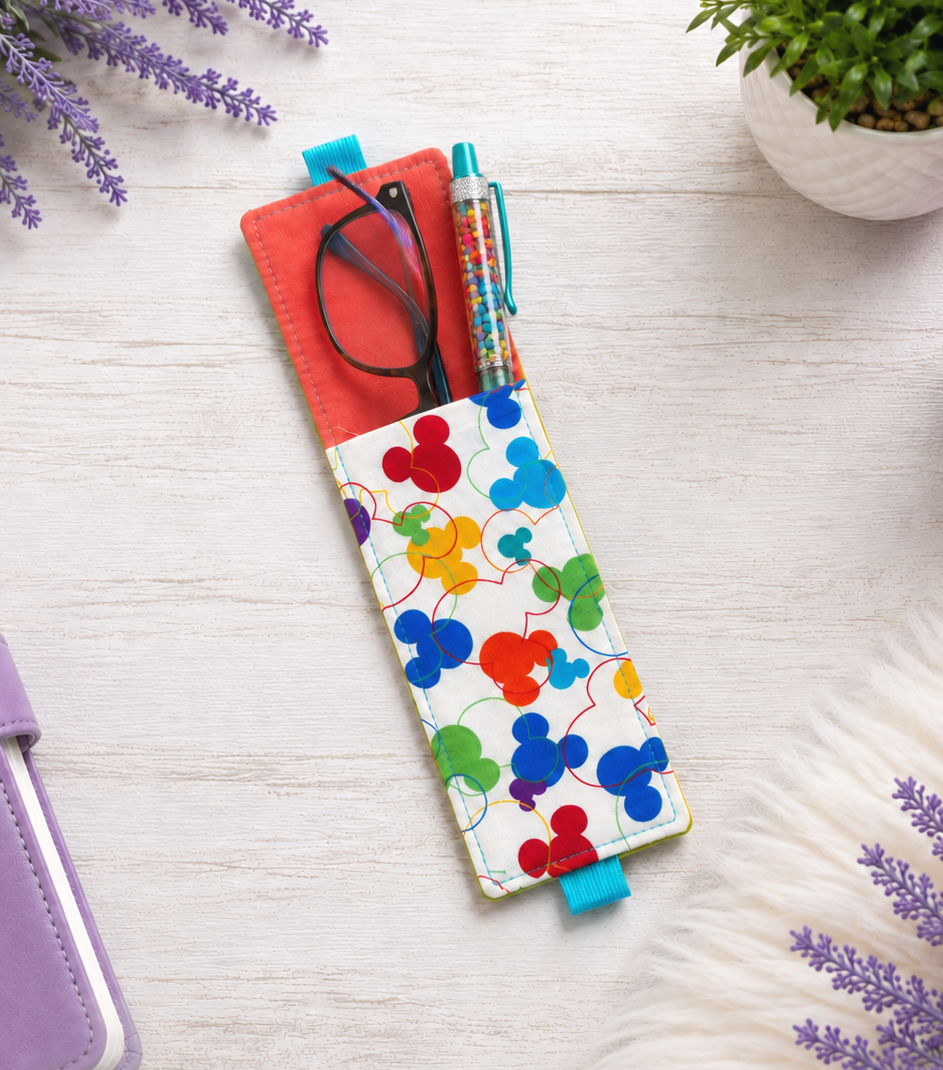 Handsewn Mickey Fabric  Bookmark with Accessory Pocket 2