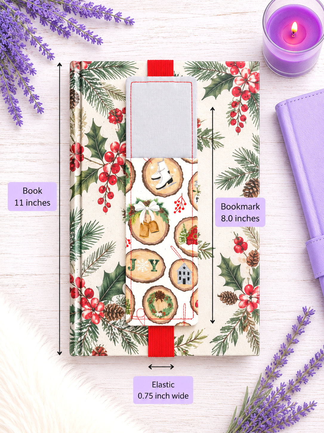 Handsewn Christmas Fabric Bookmark with Accessory Pocket