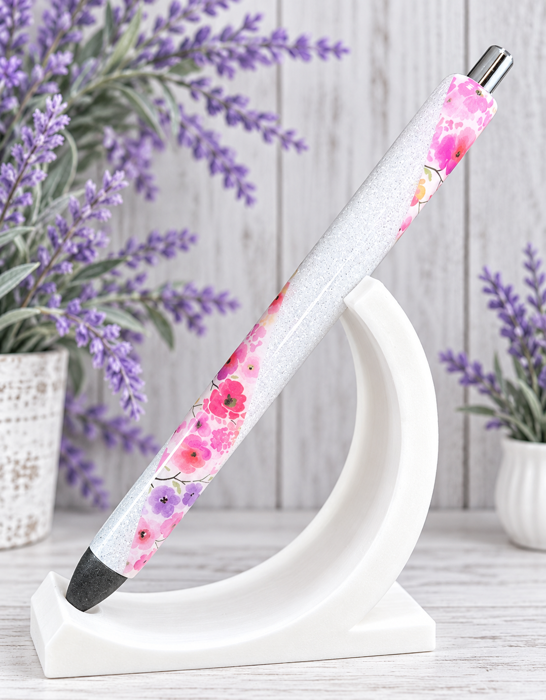 Handmade Flowers glitter pen with free refill