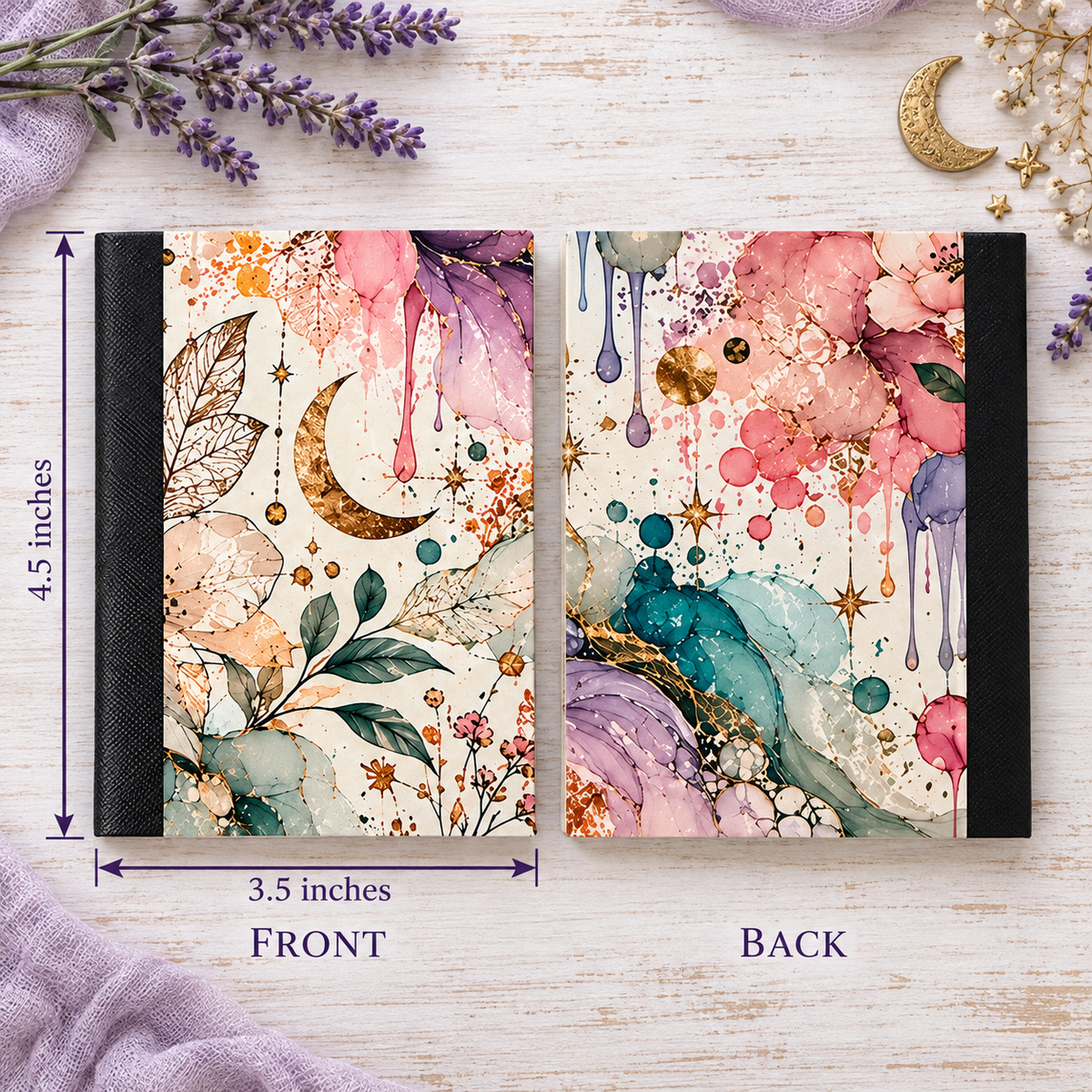 Decorative Vinyl Covered MINIATURE Composition Notebook Moonlit Floral
