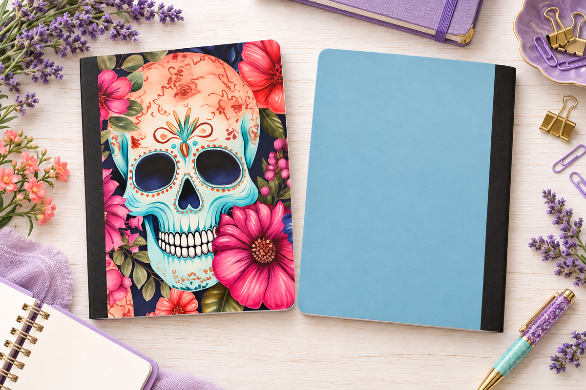 Decorative Vinyl Covered Composition Notebook Pretty Skull