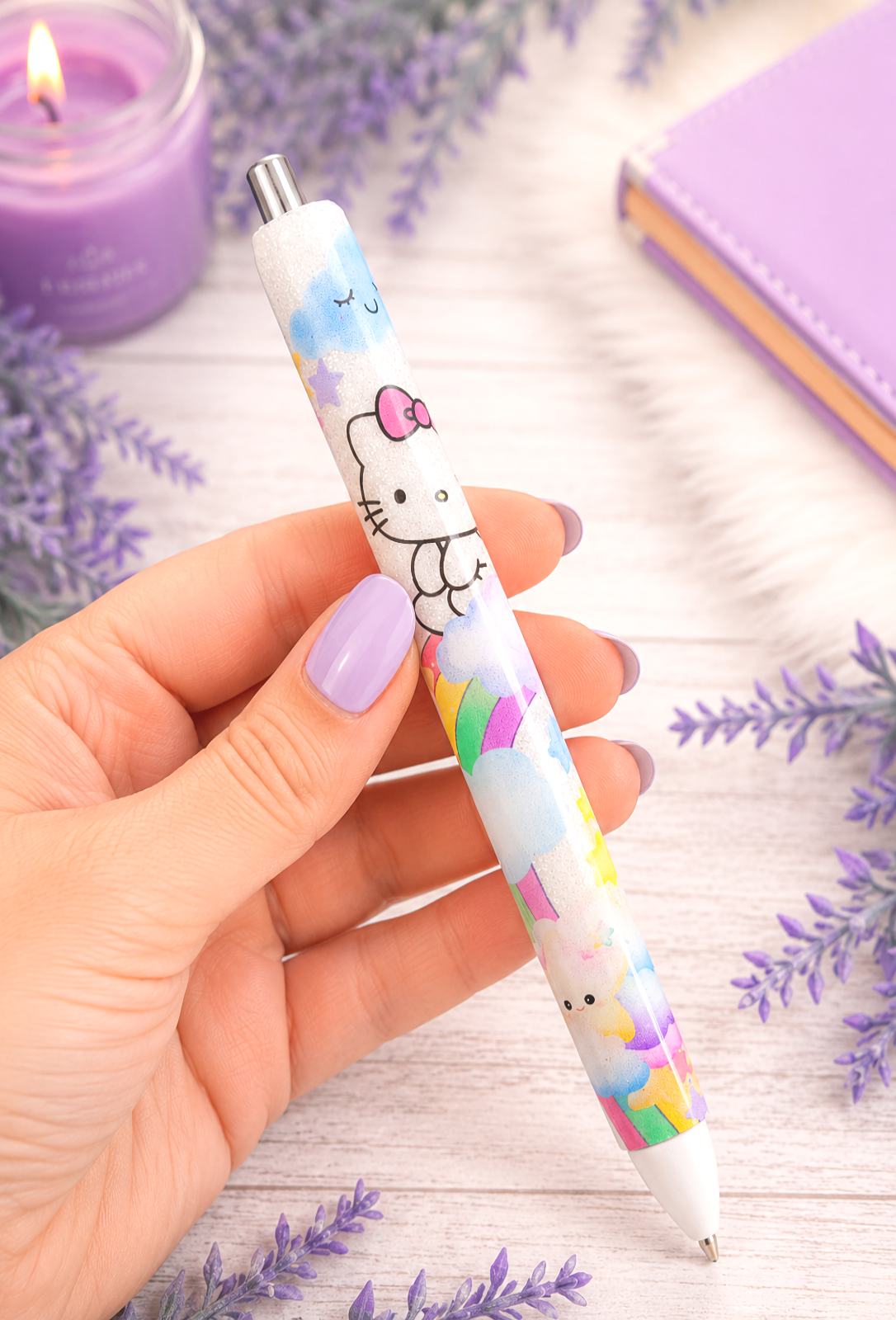 Handmade Hello Kitty Scene glitter pen with free refill