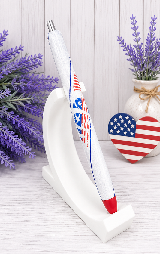 Handmade USA patriotic Washi Tape glitter pen with free refill