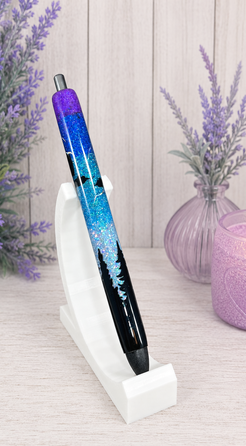 Handmade Forest Thunderstorm glitter pen with free refill