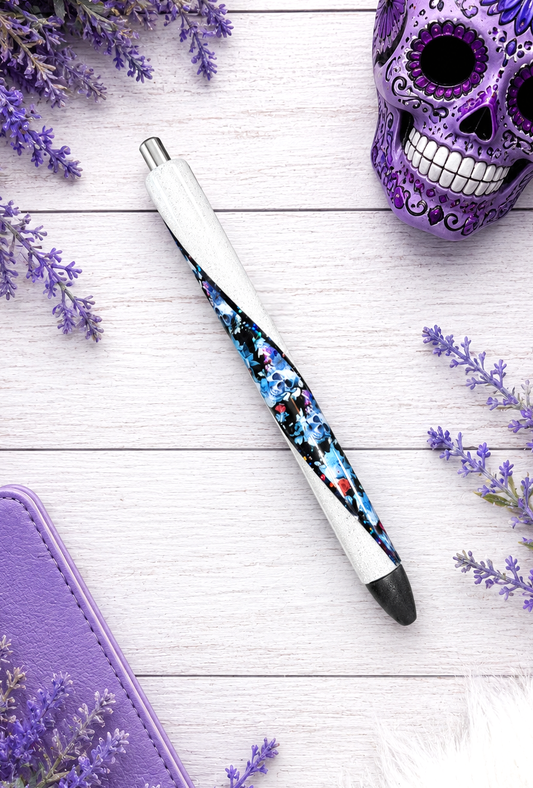 Handmade Blue Sugar Skulls  Washi Tape glitter pen with free refills