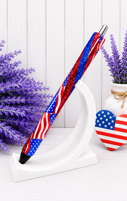 Handmade Patriotic Flags glitter pen with free refill 2