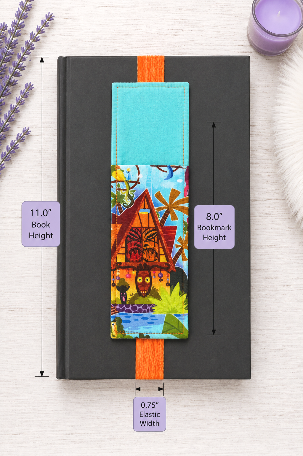 Handsewn Disney Tiki Room  Fabric  Bookmark with Accessory Pocket 2