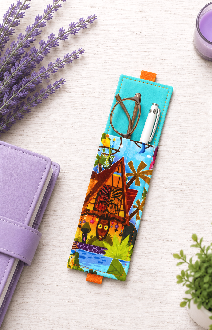 Handsewn Disney Tiki Room  Fabric  Bookmark with Accessory Pocket 2