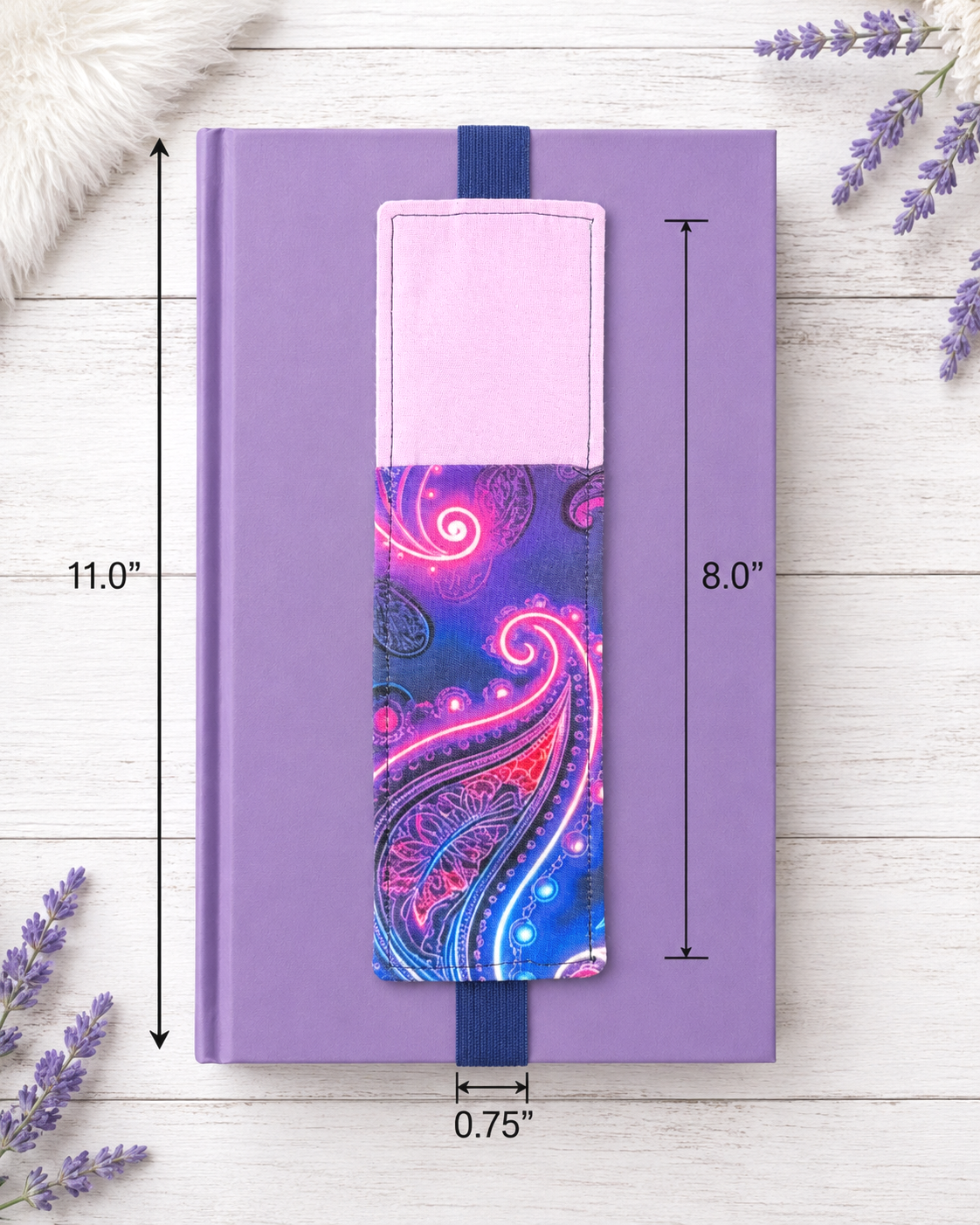 Handsewn Paisley  Fabric   Bookmark with Accessory Pocket
