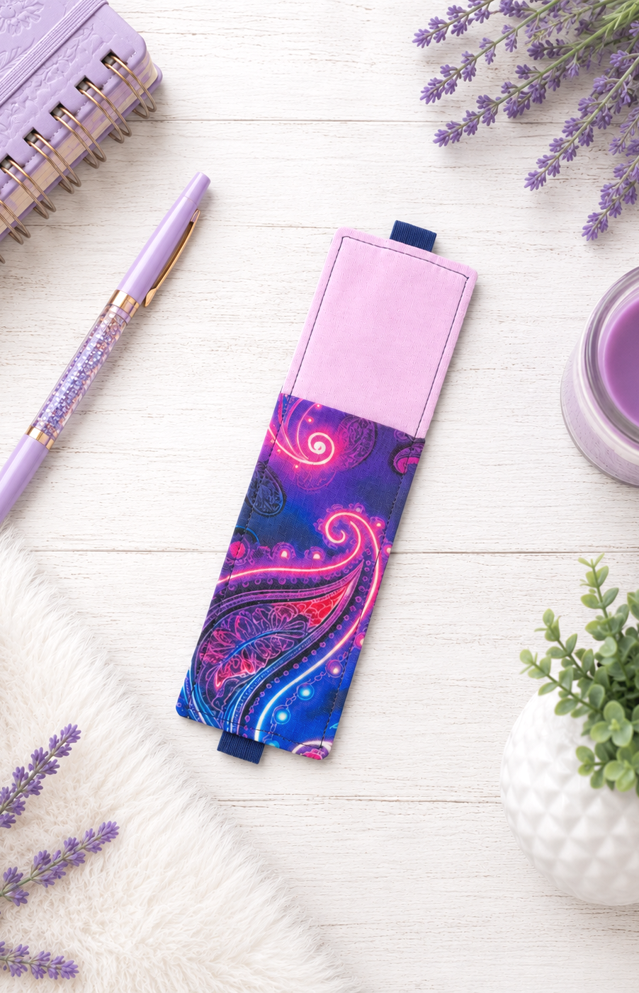 Handsewn Paisley  Fabric   Bookmark with Accessory Pocket