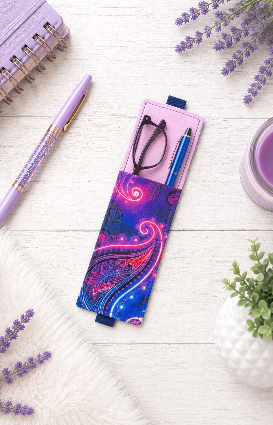 Handsewn Paisley  Fabric   Bookmark with Accessory Pocket