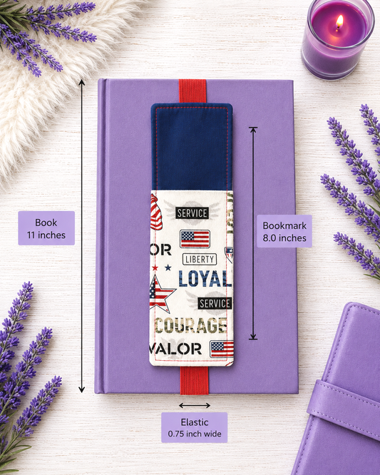 Handsewn Military Patriotic Fabric Bookmark with Accessory Pocket