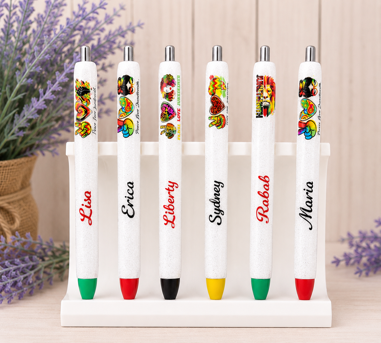 Custom Order Juneteenth glitter pen with free refill