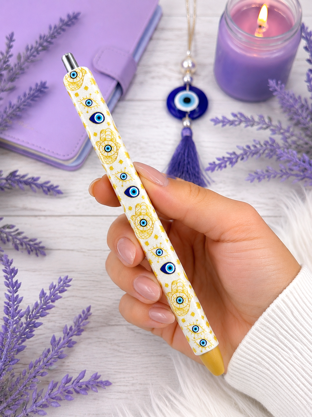 Handmade Evil Eye glitter pen with free refill