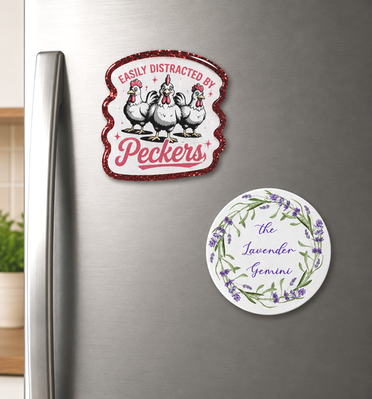 2 inch Snarky Peckers Chicken Quote Magnet