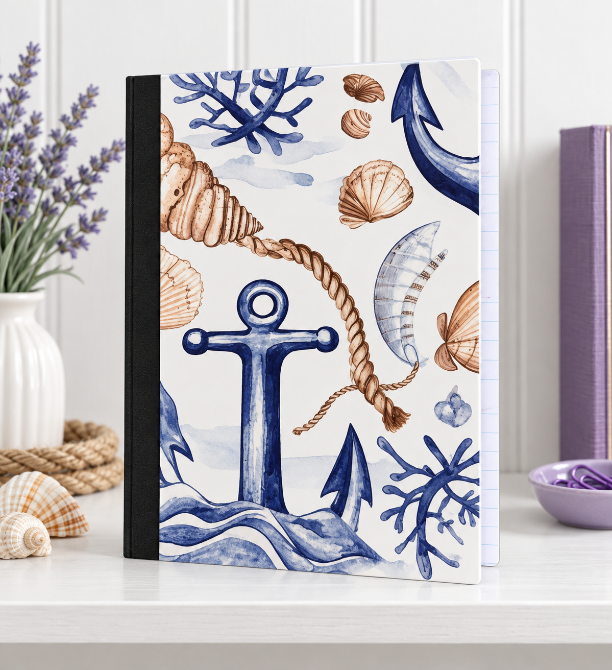 Decorative Vinyl Covered Composition Notebook Nautical Beach
