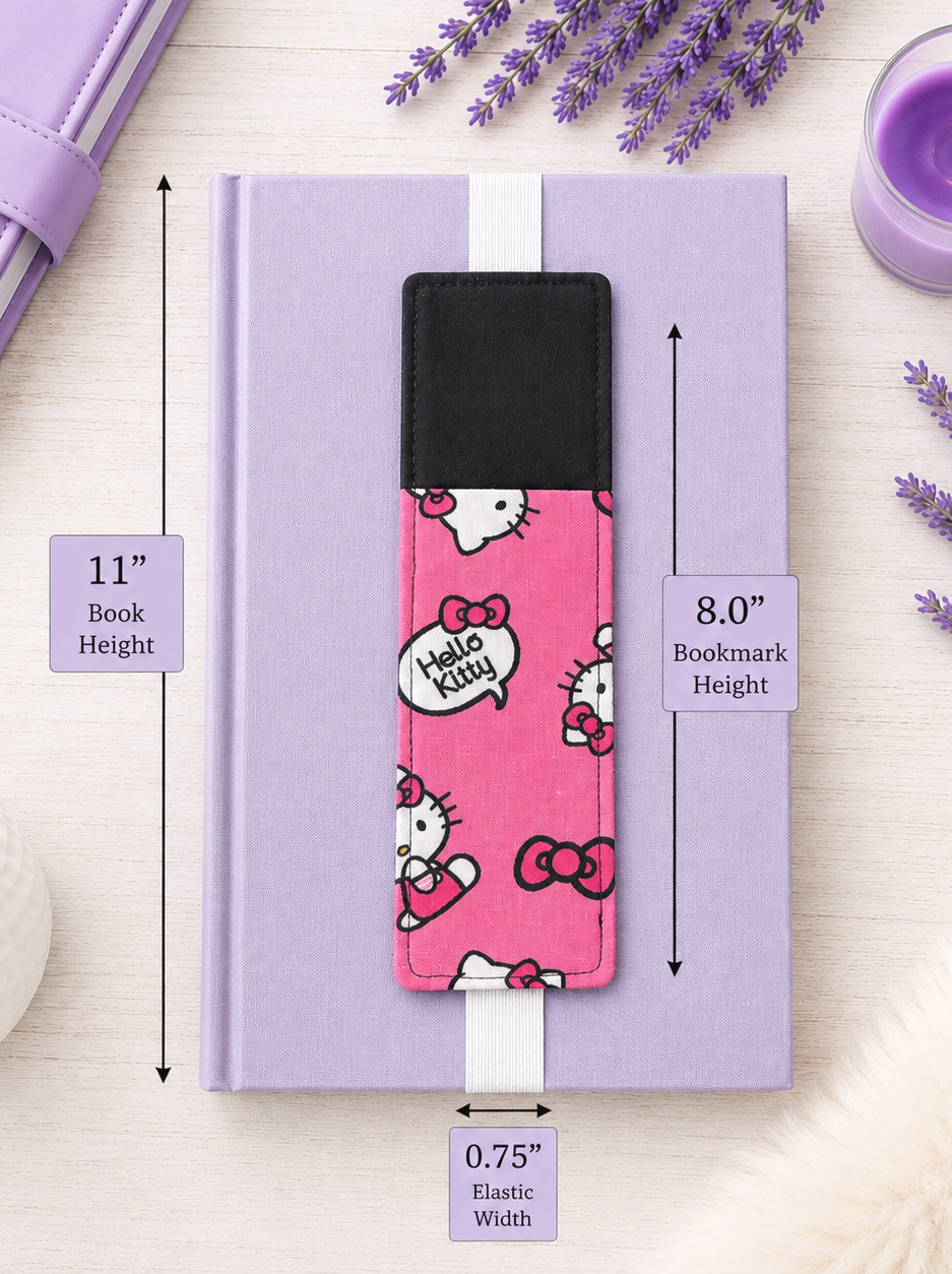 Handsewn H Kitty Fabric Bookmark with Accessory Pocket