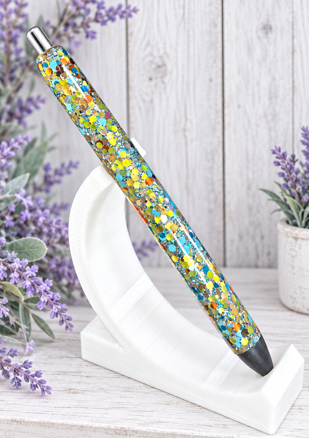 Handmade Turquoise and Gold mix glitter pen with free refill