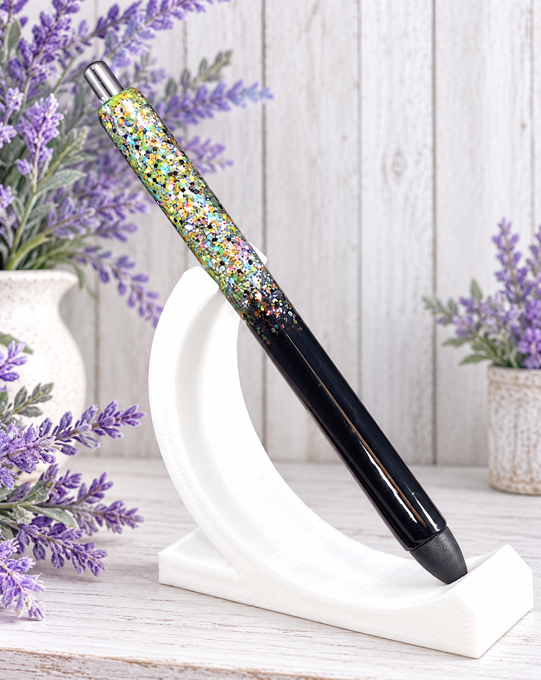 Handmade Green Mix and Black Ombre glitter pen with free refill