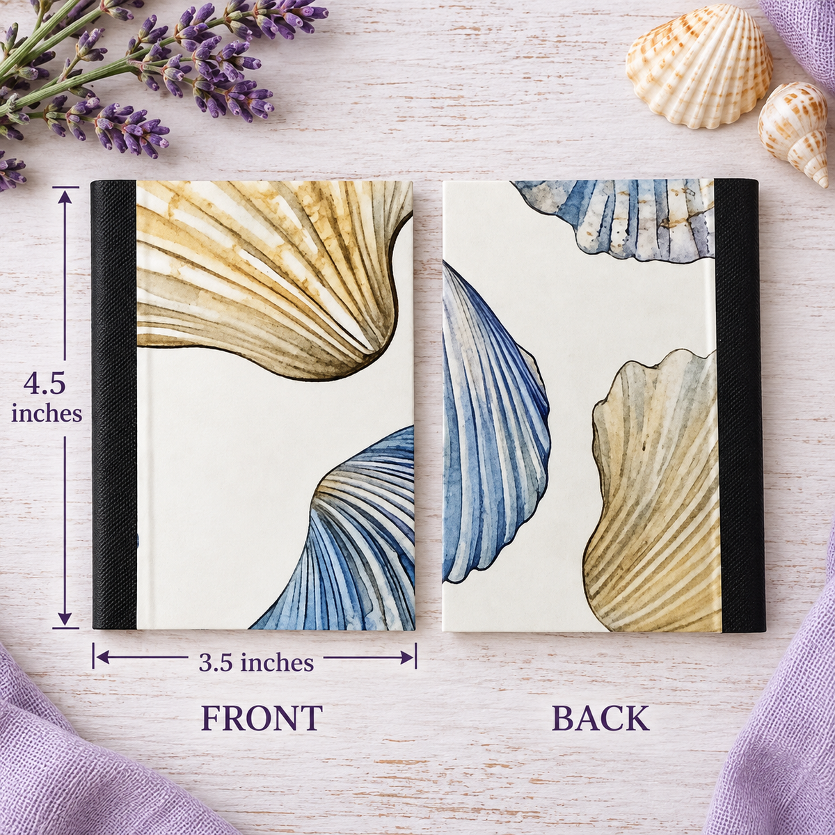 Decorative Vinyl Covered MINIATURE Composition Notebook Seashells