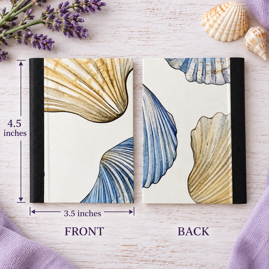 Decorative Vinyl Covered MINIATURE Composition Notebook Seashells
